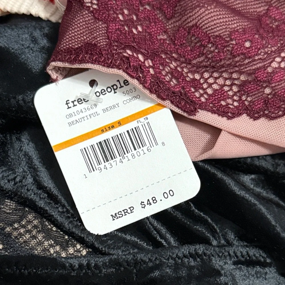 Intimately Free People Leah Soft Lace Bralette Berry Combo Lounge Coquette Boho